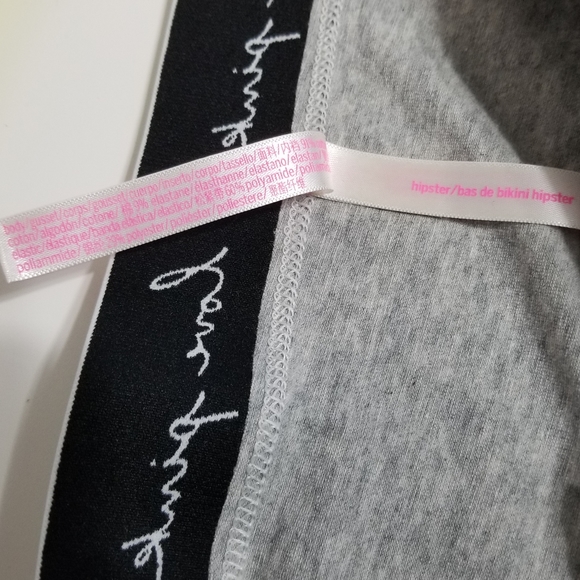 PINK Victoria's Secret Logo Grey Hipster Panty Large New - Picture 11 of 12